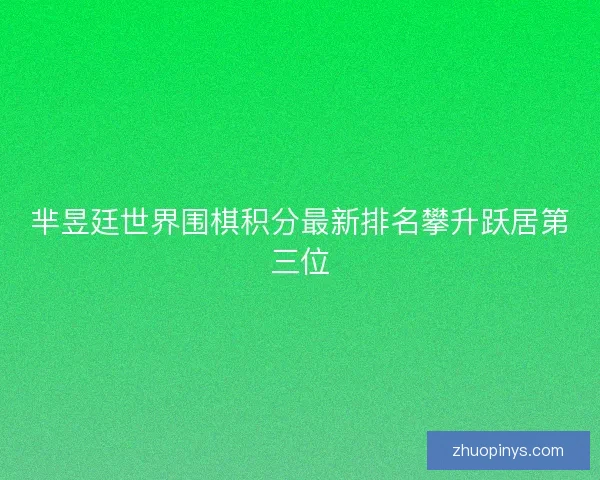芈昱廷世界围棋积分最新排名攀升跃居第三位
