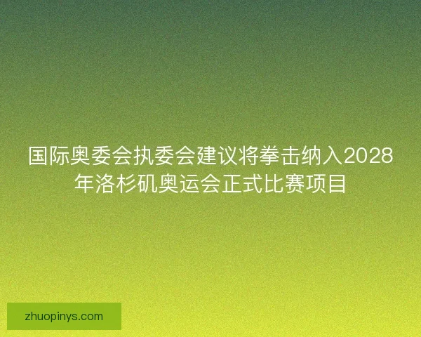 国际奥委会执委会建议将拳击纳入2028年洛杉矶奥运会正式比赛项目